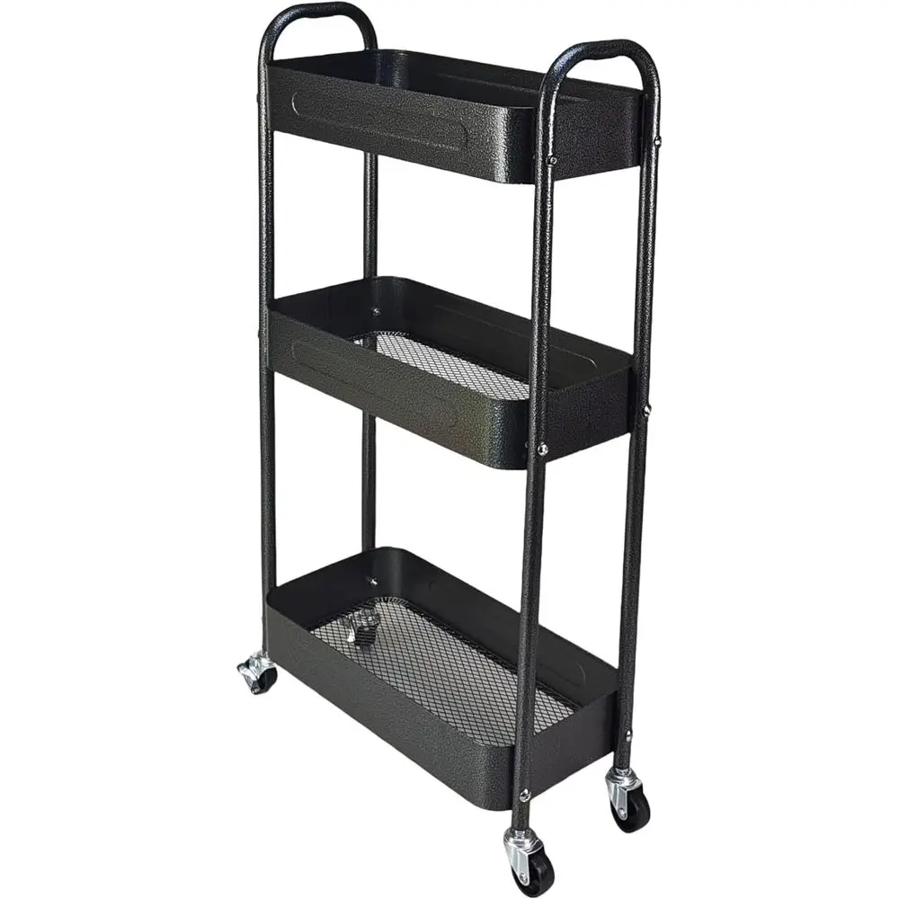 

3 Tier Slim Metal Rolling Storage Cart or Laundry Room & Kitchen Organizer, 7.1'' Thin Standing Shel or Narrow Spaces, Utility