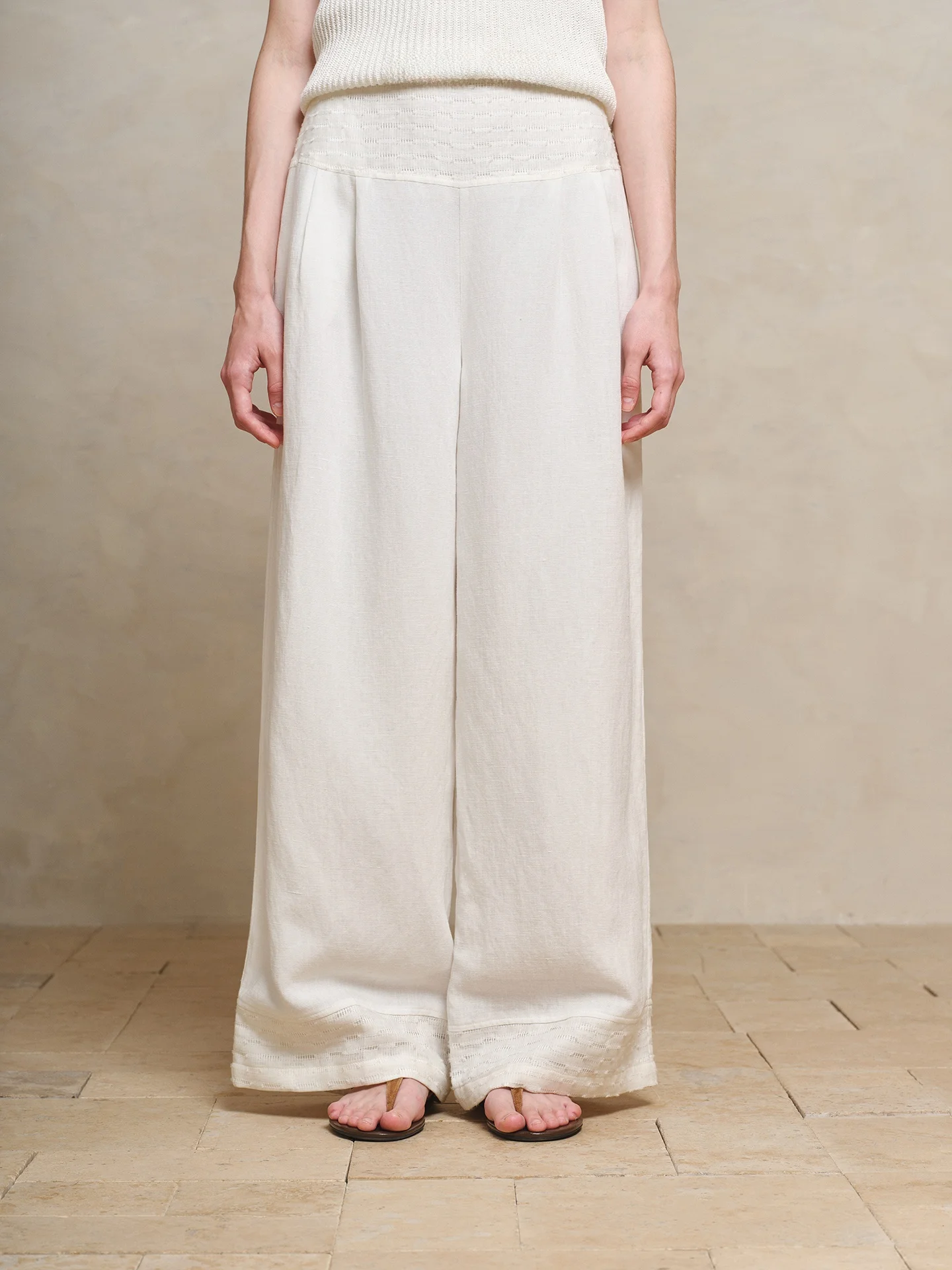 

Брюки-палаццо Line Ciel из льна и лиоцелла с вырезами, весна-лето, новые, повседневные, простые, женские, с высокой талией, прямые штанины