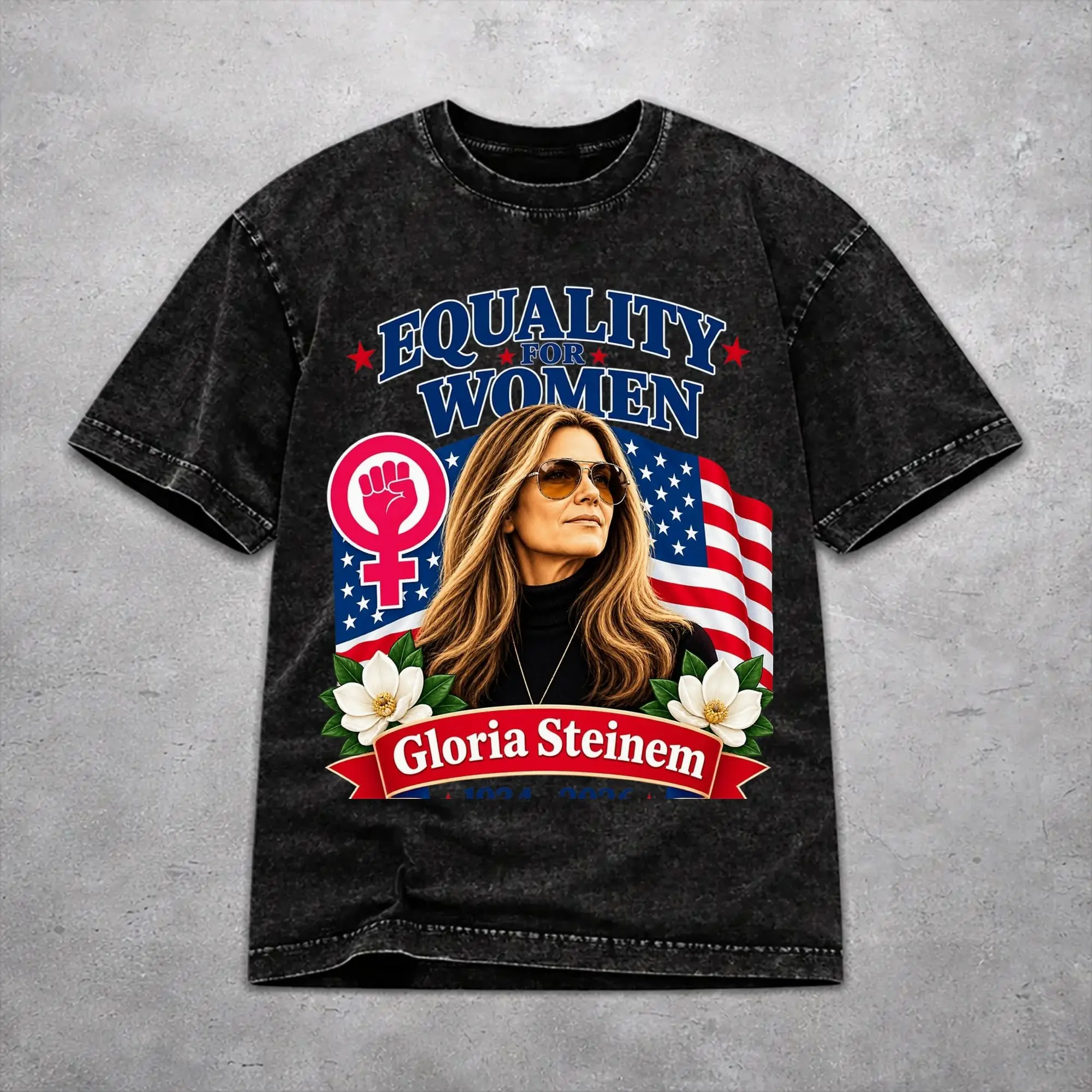 Men Women RIP Gloria Steinem  T Shirt Printed Washed Vintage  Harajuku T-Shirts