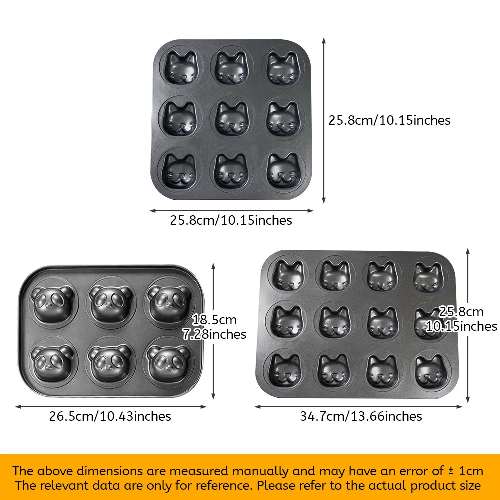 6/9/12Cavity panda cat Bakeware Madeleine Baking Pan Cartoon Animal Shape Muffin Cakes Home DIY Baking Mold Tool