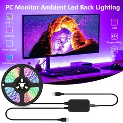 Dynamic Screen Monitor Backlight USB Led Strip WS2812B 5050 RGB Tape PC Gaming Led Background Lighting For Windows Computer