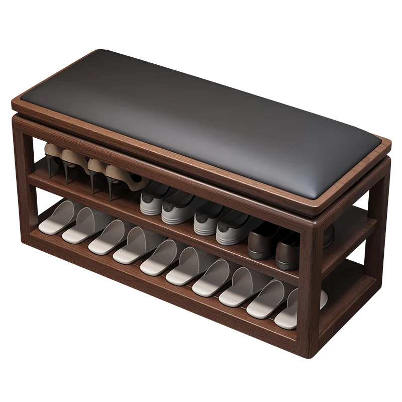 

All solid wood, shoe changing stool, household, door, new Chinese style, entry, shoe cabinet, integrated
