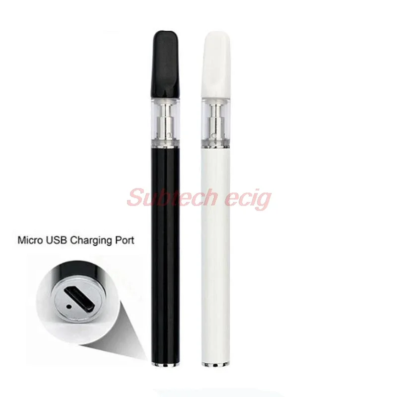 10pcs Ceramic CC-ELL TH205 Vape 510 Cartridge 0.5ml 1.0ml Rechargeable Thick Oil Vaporizer with Bottom Micro USB Charging Port