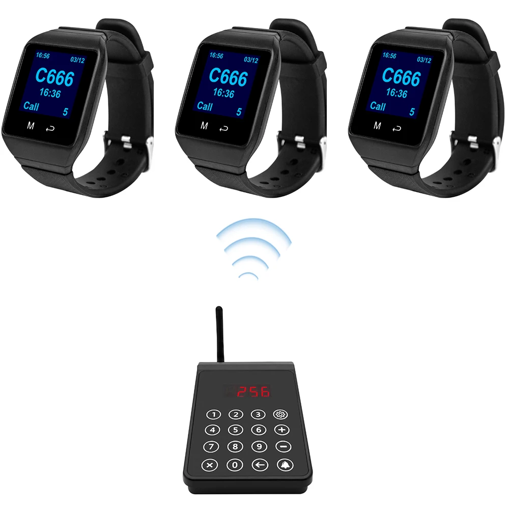 Wireless Restaurant Kitchen Calling System Waiter Watch Pager Call System for Hotel Bar Restaurant, Waiter Call System