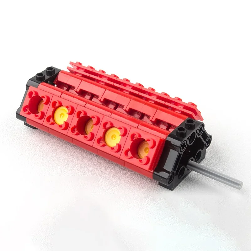 Modelo de motores de coche MOC, bloques de construcción, juego de motores de coches, cilindro de juguete técnico DIY, juego de caja de rompecabezas de pellets pequeños