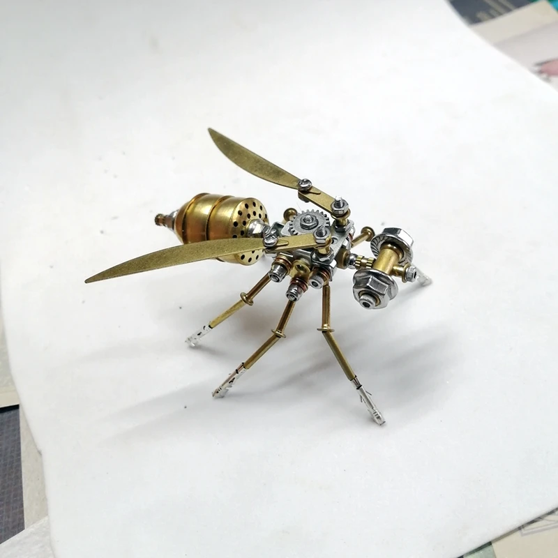 Steampunk Mechanical Insect Ornaments Metal Assembled Wasp Desktop Bumblebee Model