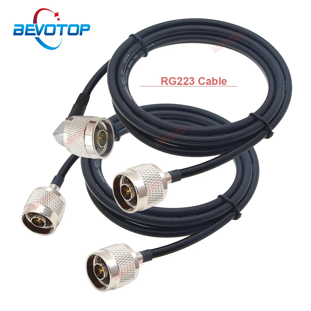 BEVOTOP N Male to N Male 90° /180° Plug RG223 Cable High Quality Double Shielded Jumper 50Ohm Low Loss RG-223 RF Coaxial Pigtail