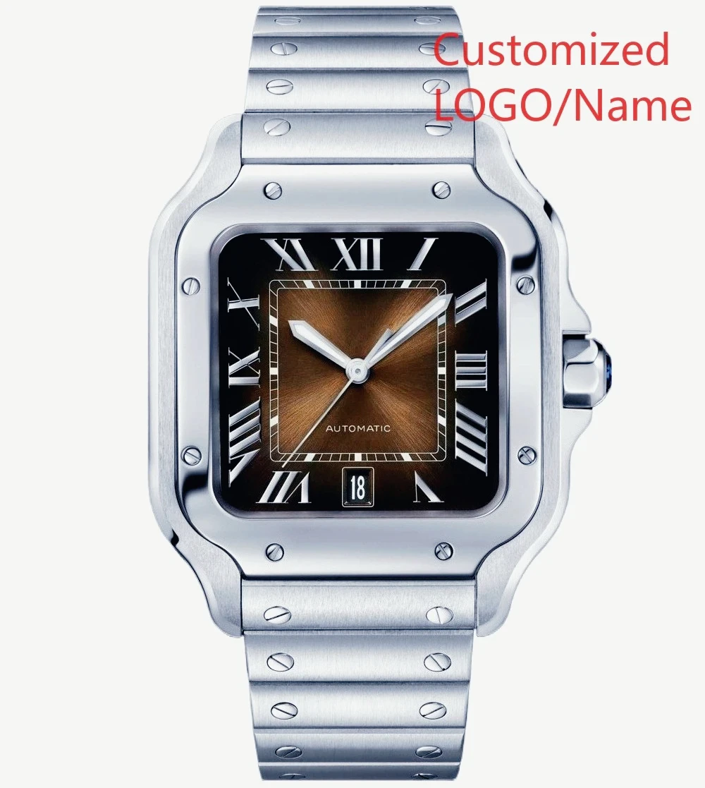 Fashion Square Automatic Mechanical Watch Unisex 35mm 40mm Durable 904L Stainless Steel White Black Matching All Day Luminous