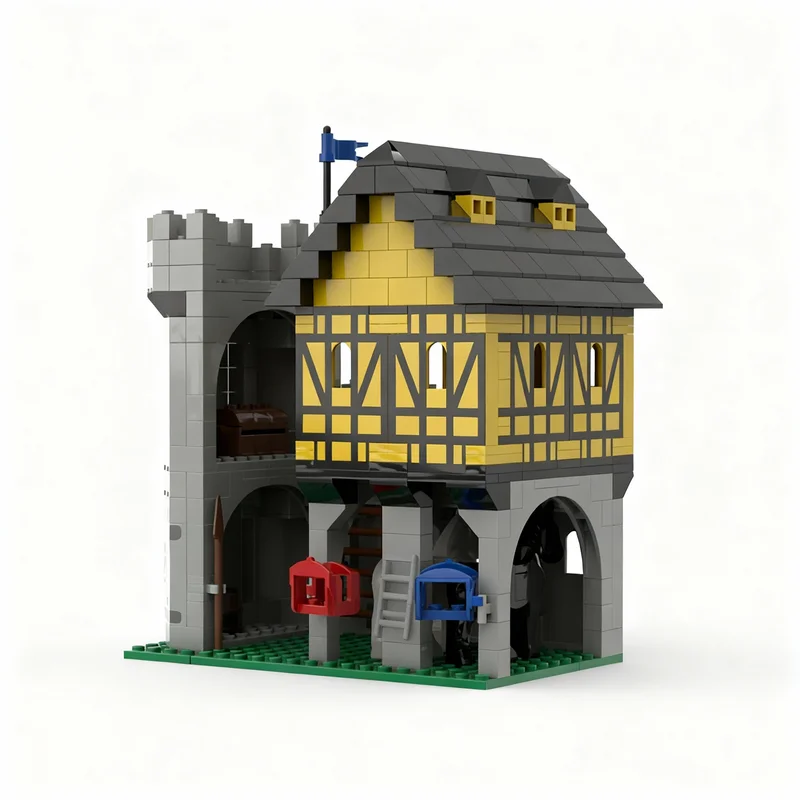 403pcs MOC Fortified Black Faclon Stable Castle Falcons Model Building Blocks Creative DIY Gift Display Decor Assemble Premium view 2