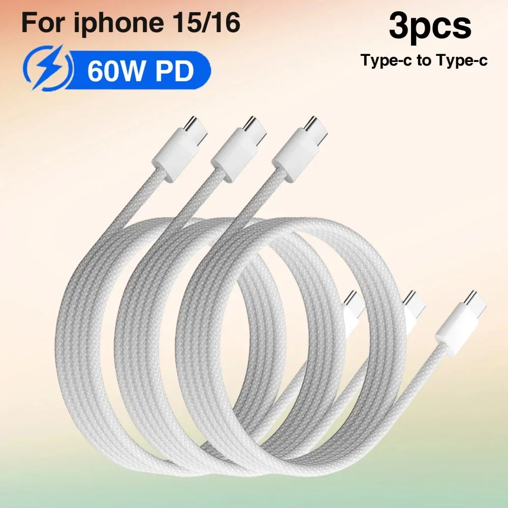 

GEFENIS 6A PD 60 Вт USB C Кабель типа C для быстрой зарядки телефона Кабель для зарядки телефона IPhone 16 15 Pro Max Samsung Quick Charge D