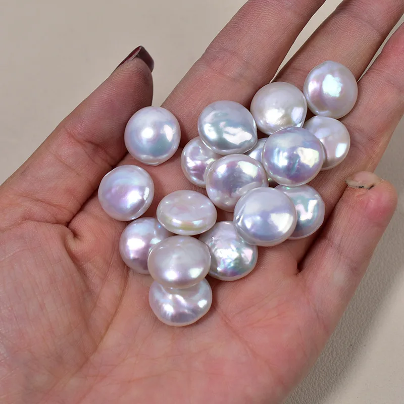 15mm high luster good quality coin shape freshwater pearl beads  for jewelry making