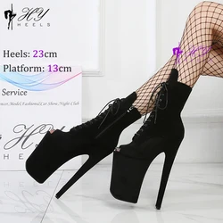 Sexy 17 20 23 26cm Stripper Pole Dance Ankle Boots Black Suede 7