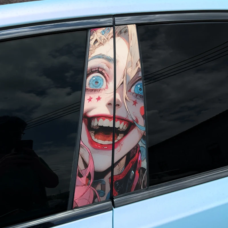 

1PC Cartoon Lady Car B-pillar Stickers Waterproof Sunscreen Auto Center Pillar Vinyl Decals Cartoon Decoration Cover Scratches