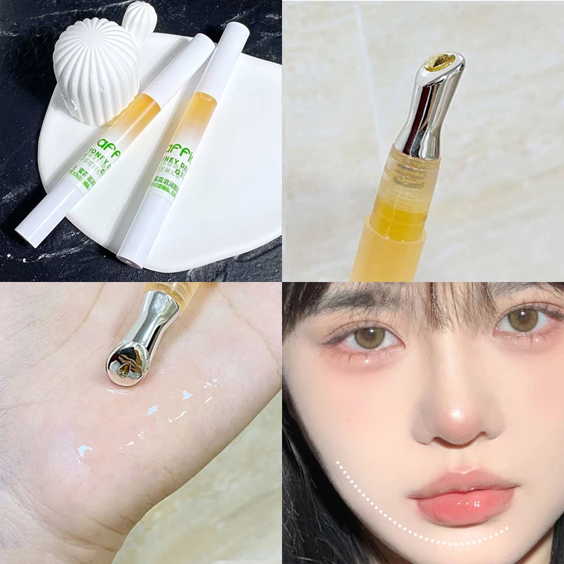 Honey Moisturizing Lip Essence Oil Lip Massage Head Natural Repair Formula Reduce lip wrinkles Colorless Lip Oil Lip Care Balm