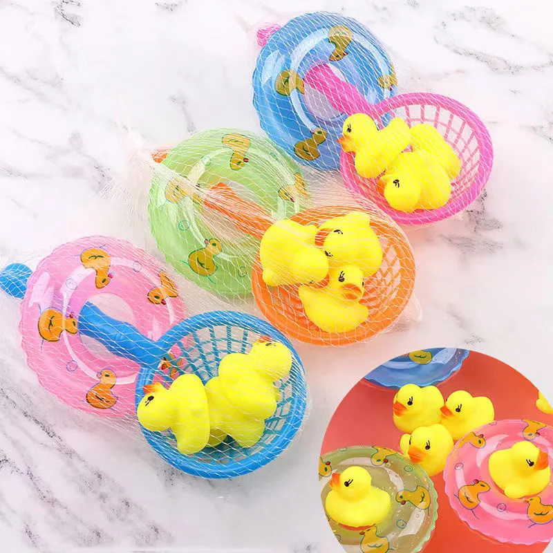 Children's Rubber Duck Squeeze-sounding Dabbling Toys Baby Bathtub Pools Water Game Play Floating Inflatable Bath Toys for Kids