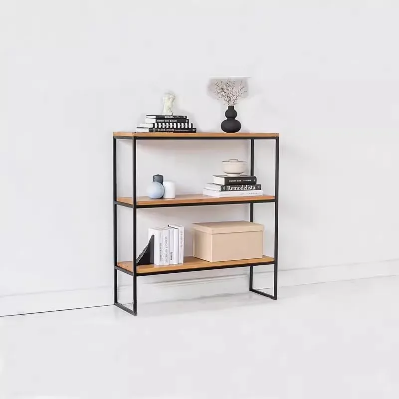 Minimalist Iron Solid Wood Kitchen Storage Rack, Multi-Layer Storage Rack, Balcony Flower Rack, Foyer Wall Narrow Table