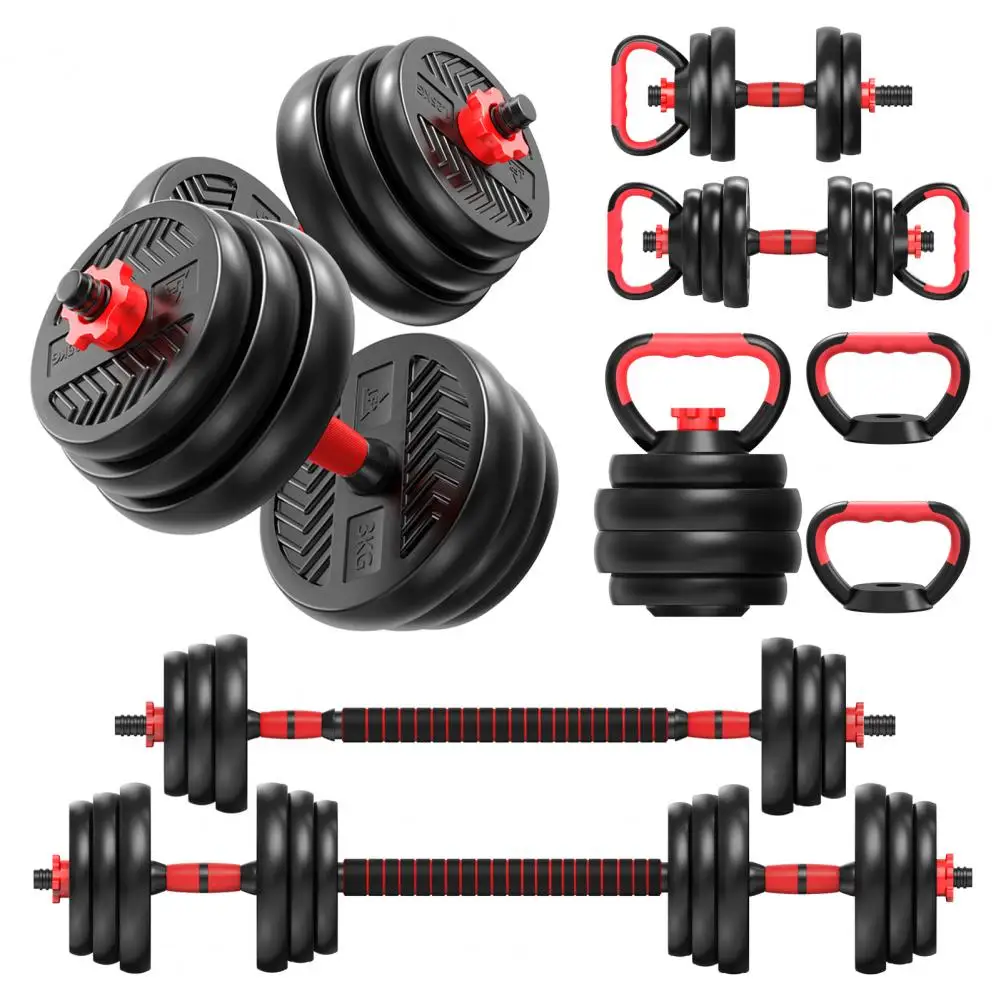 4 in 1 Adjustable Weight Dumbbell Set, Versatile Weights Home Gym Equipment with Dumbbell, Barbell, Kettlebell, Push-Up Modes fo