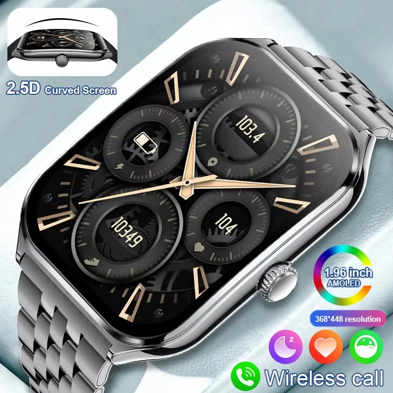 2025 Smart Watch 1.96 ''AMOLED Ultra sottile IP68 Impermeabile Bluetooth 5.3 Chiamata AI Vioce Assistant Fitness Smartwatch per Gli Uomini Miss