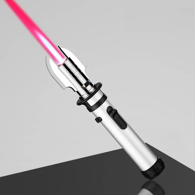 Lightsaber Style Metal Outdoor Windproof Gas Lighter Red Flame Turbine Torch Spray Gun BBQ Cooking Welding Cigar Lighter