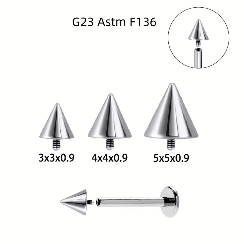100pcs G23 Titanium Body jewelry Accessory Micro Dermal Anchor Sike Top Surface Skin Diver internal threaded Eyebrow/Lip Bar DIY