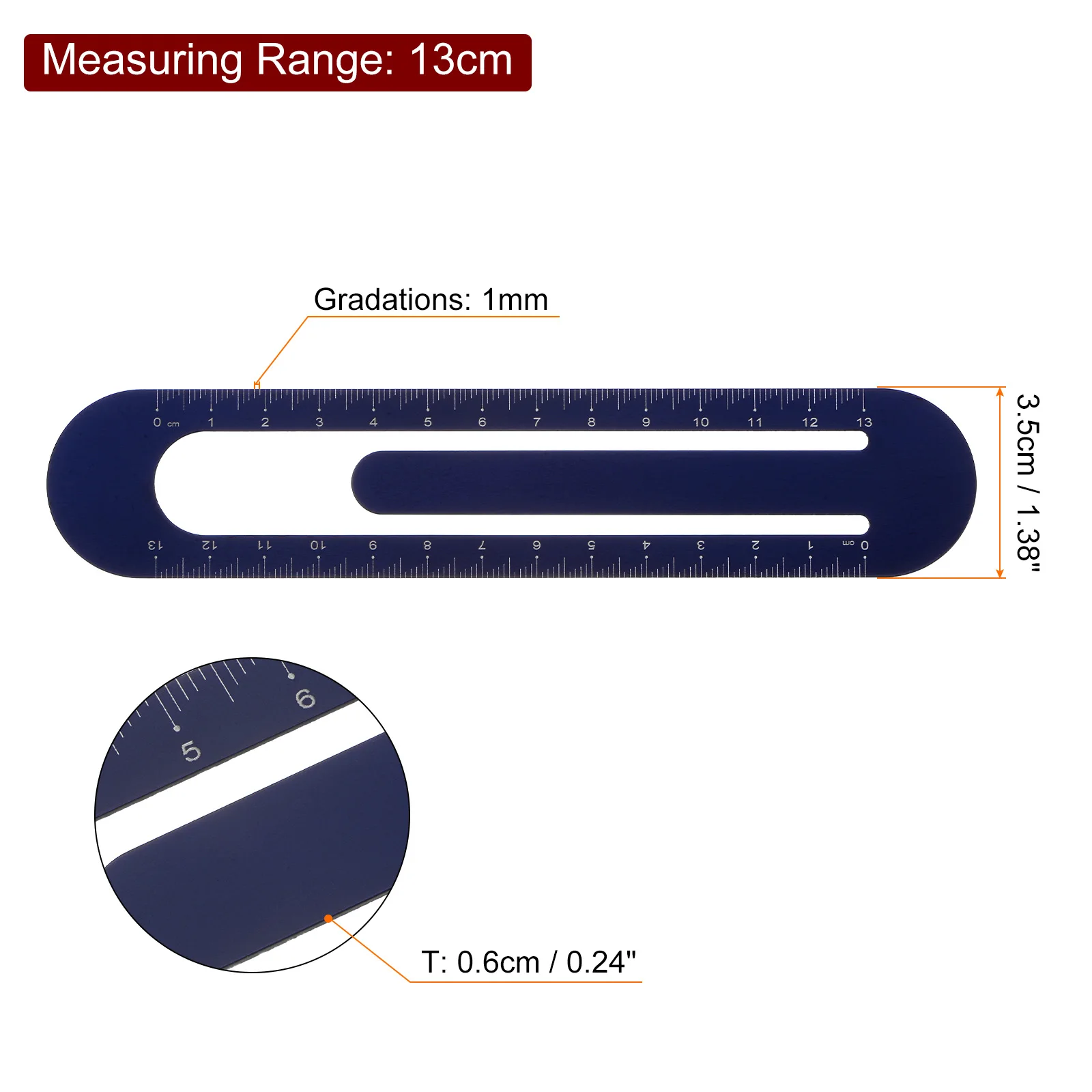 1/2Pcs Straight Ruler 13cm Metric Bookmark Clip Ruler Metal Aluminum Scale on Both Sides Measuring Scale Tool for Measure Study