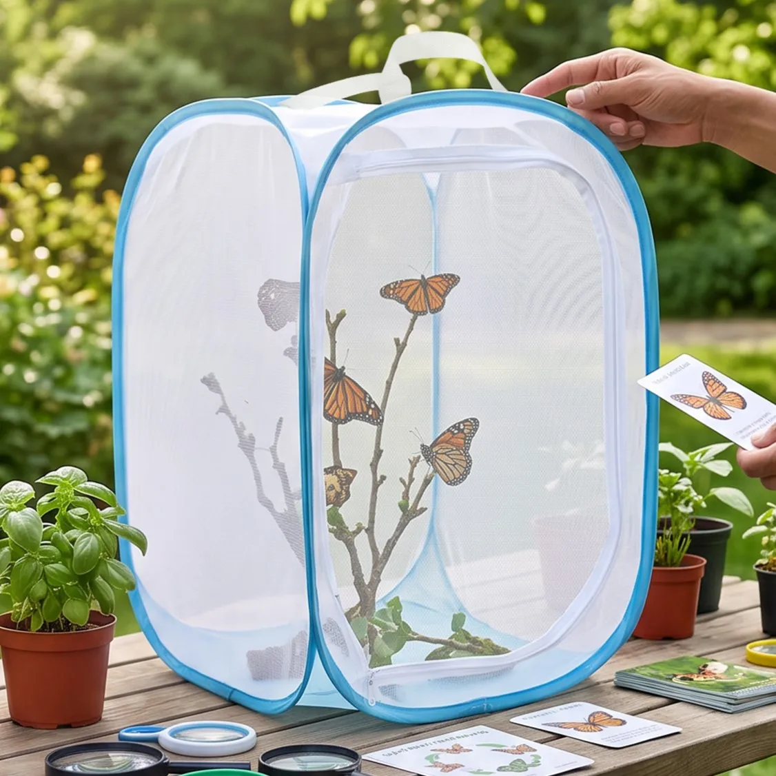 Butterfly Habitat Insect Cage Mesh Pop Up  Collapsible Insect Mesh Cage Plant Greenhouse Box Plant Net Cloth
