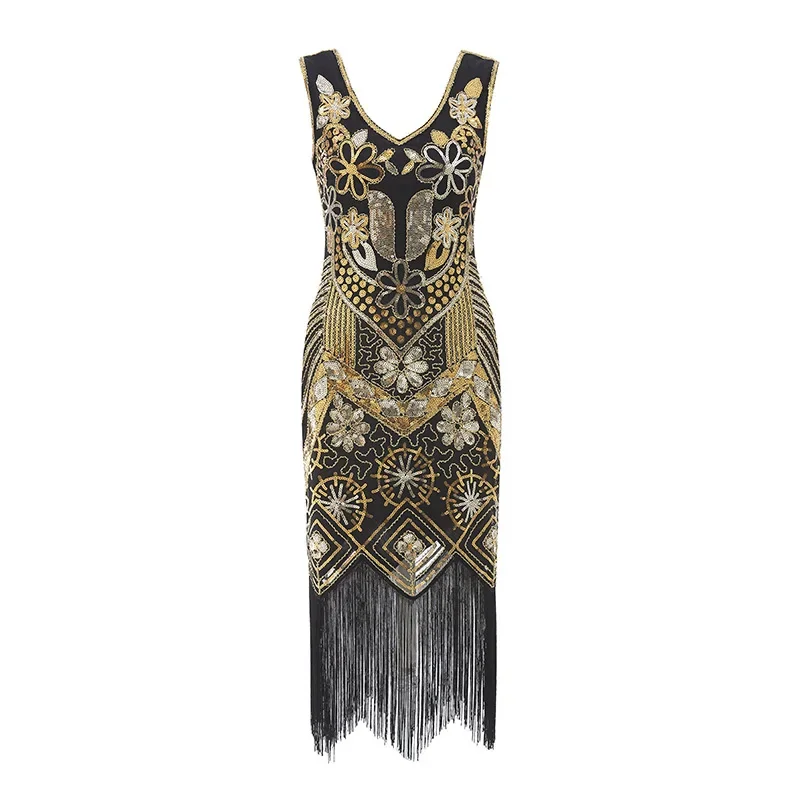 Nieuwe Kralen Kralen Jurk 1920 Grote Gatsby Geïnspireerde Mouwloze Flapper Jurk Trouwgast Avond Prom Dress Brullende Jaren 20 S-XL