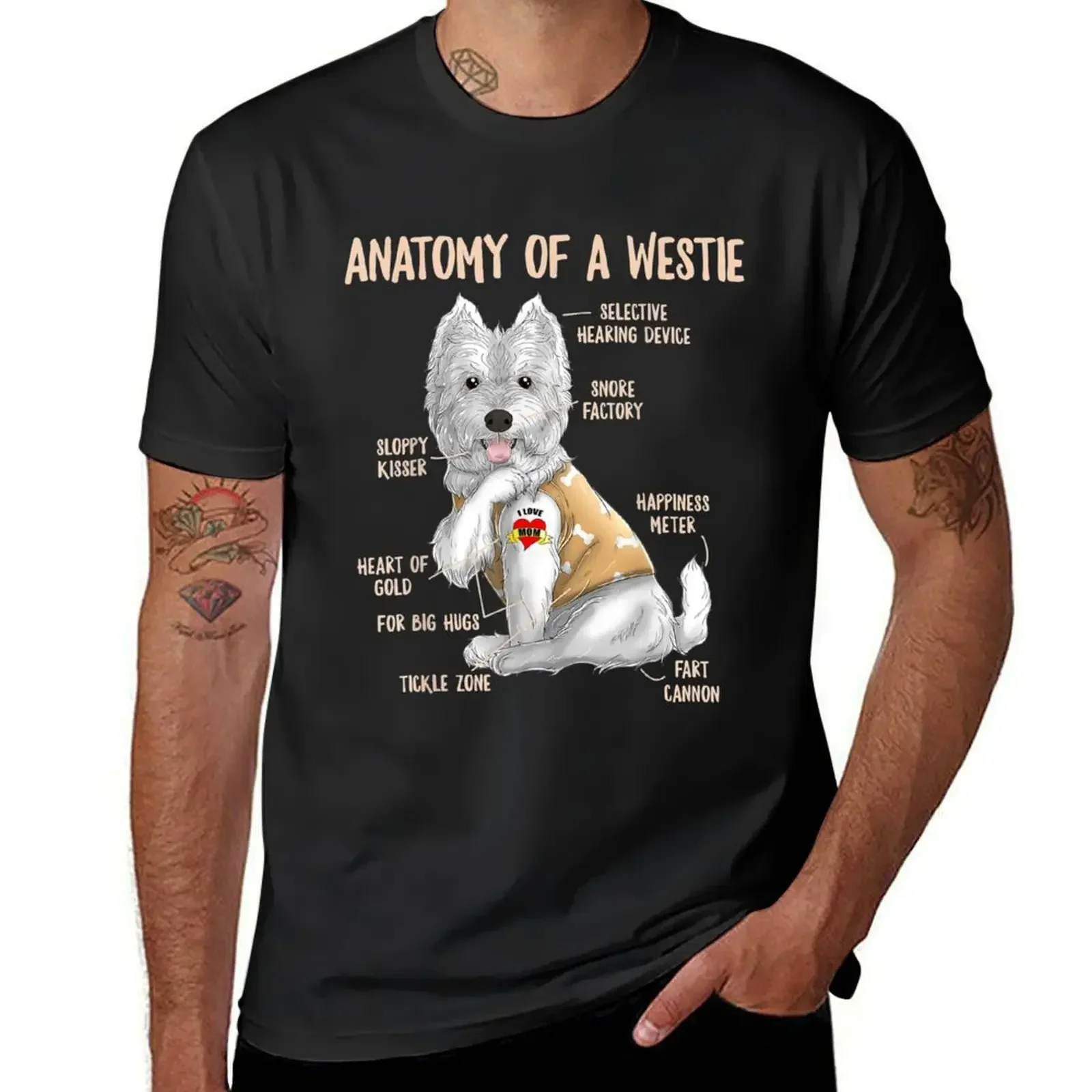 Customs design your own oversized t shirts for men cotton Anatomy West Highland White Terrier Puppy Westie T-shirt men clothing