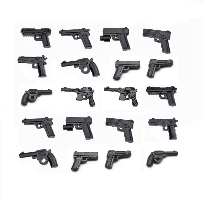 20PCS Pistol WW2 Soldier Military Weapon Police Guns Mini Action Figures Accessories Building Block Army Bricks MOC Parts Toys