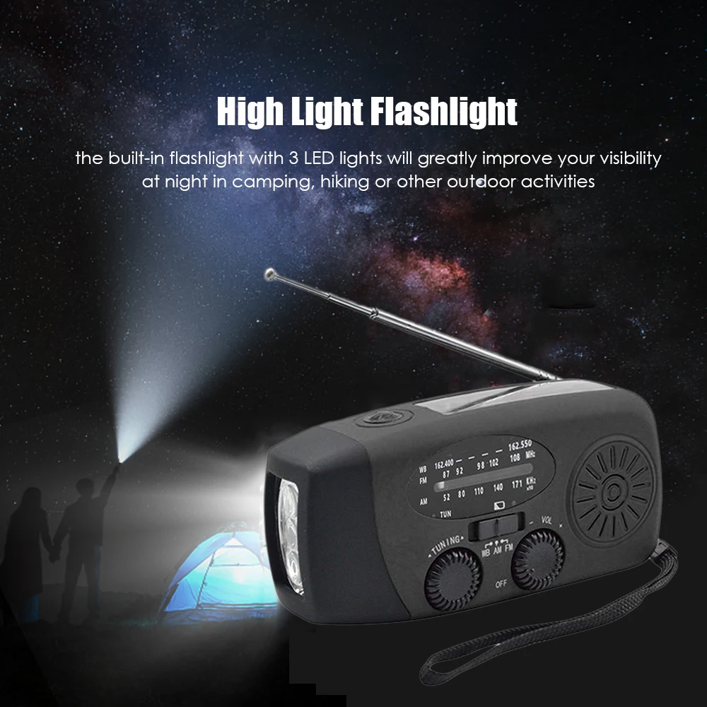 Emergency Hand Crank Radio with LED Flashlight for Emergency AM/FM NOAA Portable Weather Radio Dynamo Radio with 2000mAh Power