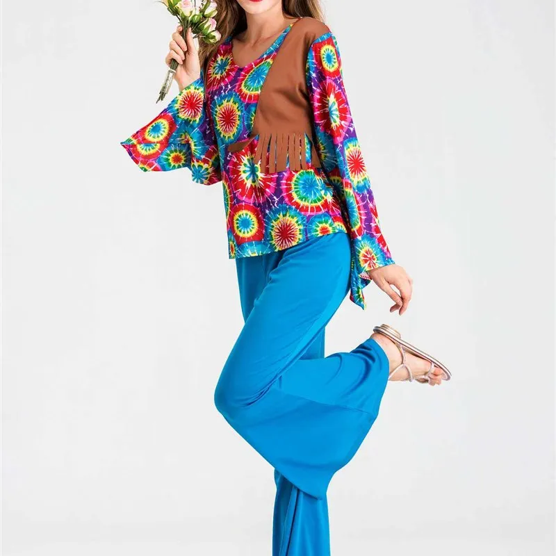 

Halloween Fashion Women's Love Peace Hippie Stage Costume Ethnic Women's Clothing Spring Trendy Halloween Outfit