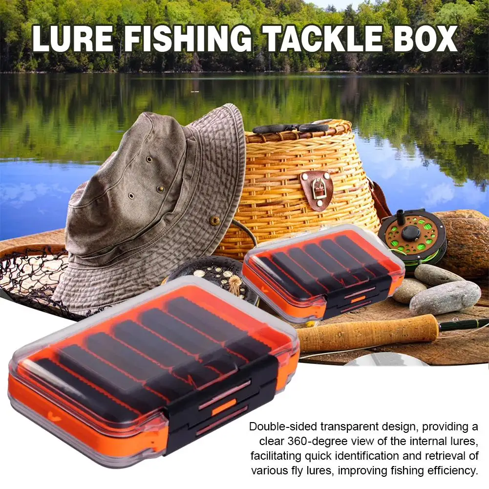 يطير صندوق صيد ل يطير الصيد سمك السلمون المرقط الوجهين مقاوم للماء خفيفة الوزن سهلة قبضة غطاء شفاف يطير الصيد إغراء صندوق تهزهز Fl E0x3 #4