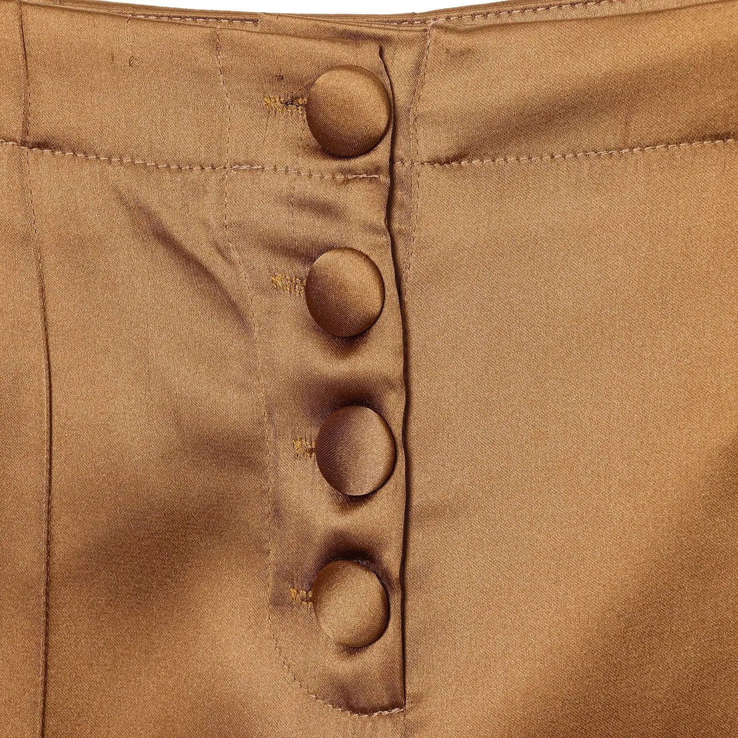 بنطلون نسائي غير رسمي عالي الخصر وواسع الساق من NINE ZAR مزين بأزرار من الساتان متعدد الاستخدامات بنطال مستقيم من ألياف البوليستر #2