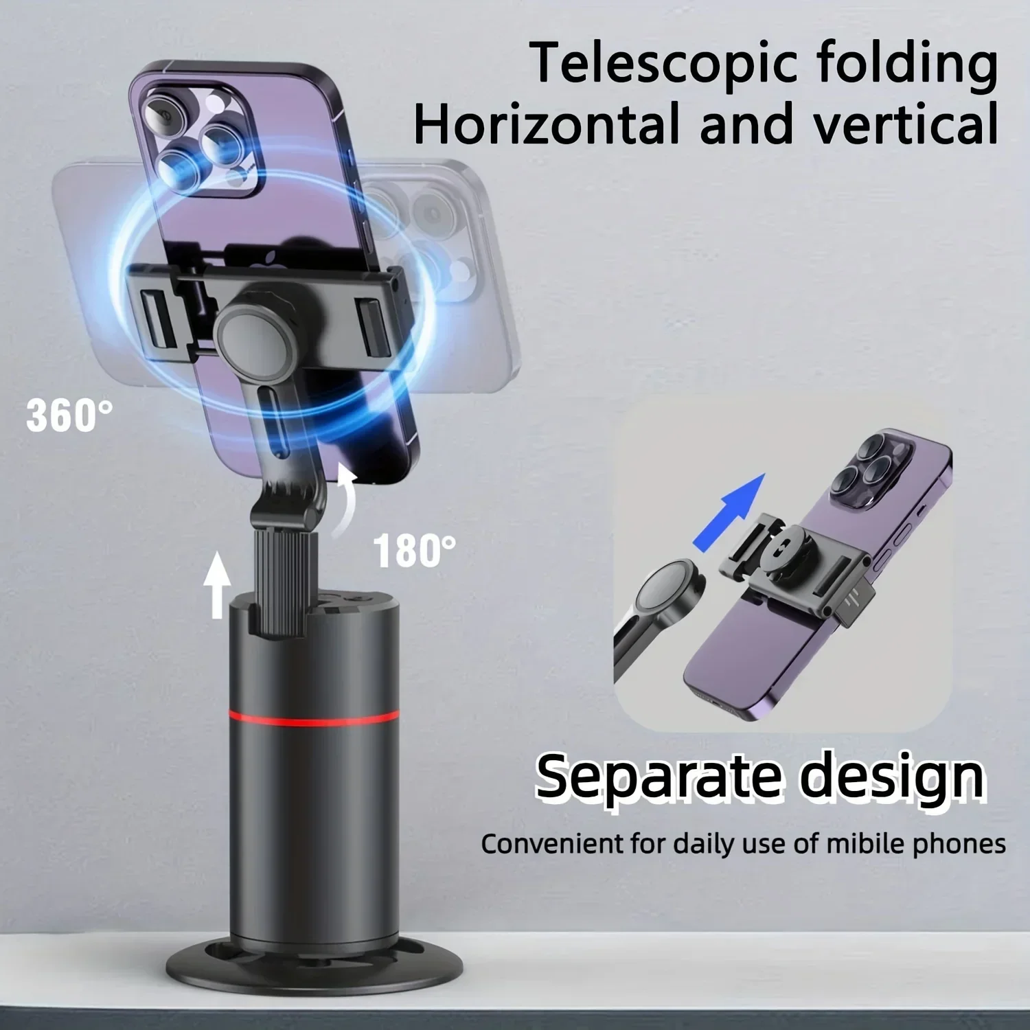 P02 Rotatable Desktop Phone Holder Stand Handheld Selfie Stick for Android/iOS Smartphone Stand Face Recognition Handheld Gimbal
