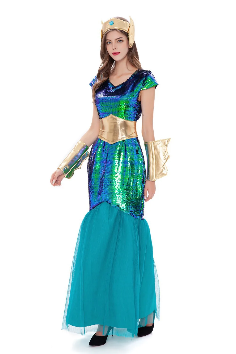 زي تنكري للهالوين على شكل ساحرة البحر ناجا، إلهة الأساطير الرومانية، فستان إلهة البحر للنساء والشابات من سن 8 إلى 25 عامًا #4