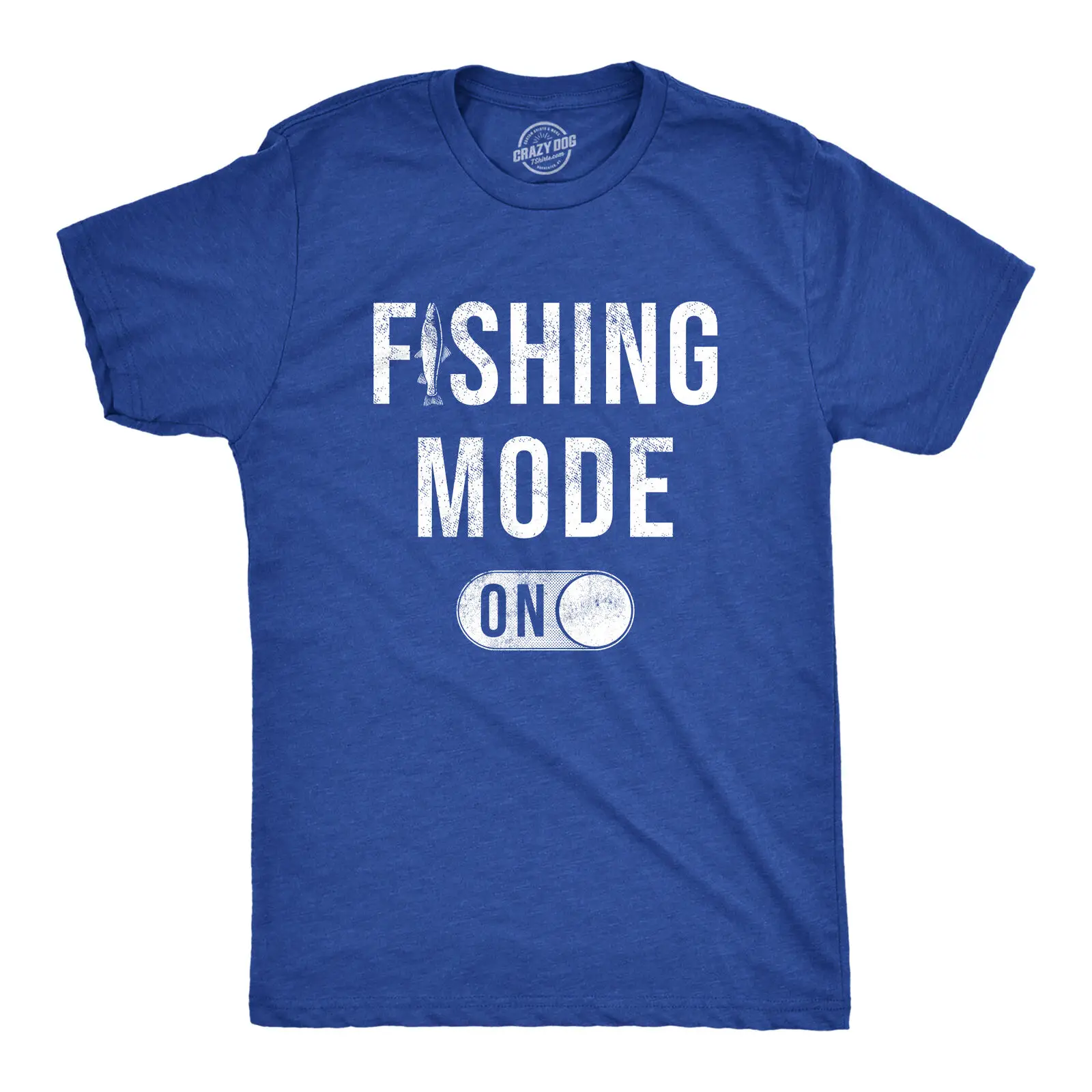 

Mens Fishing Mode On T Shirt Funny Fishermans Setting Button Joke Tee For Guys