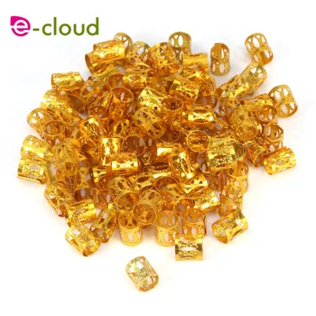 100 adet/torba Mix gümüş altın kaplama saç örgü Dread Lock dlock boncuk ayarlanabilir manşet klip 8mm klip Metal boru kilit boncuk