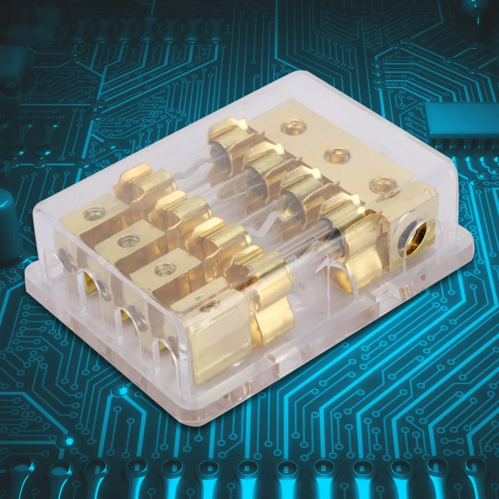 

12V Fuseing Holder Box 60A 1 in 4 Ways Out Fuseing Holder Transparent Cover Inline Fuseing Holder Truck Electrical Systems