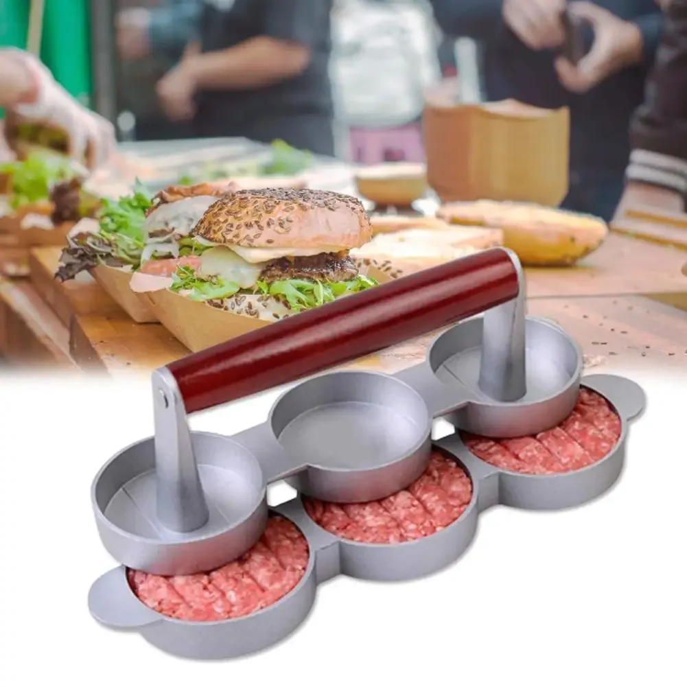 

Hamburger Maker Triple Burger Press Round Shape Non-Stick Chef Cutlets Hamburger Meat Beef Grill Burger Press Patty Maker Mold