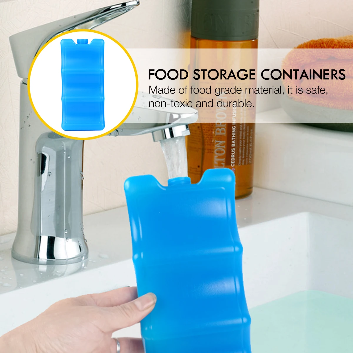 

2pcs Wave Grade Reusable Food Storage Containers Container Reusable Ice Pack Containers Kitchen Storage Milk Cooler Ice Pack