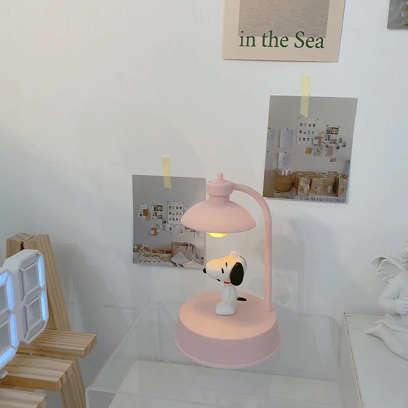 Snoopy Night Light Anime Desk Lamp Desktop Ornament Cartoon Kids Bedside Bedroom Table Lights Room Decoration Birthday Xmas Gift