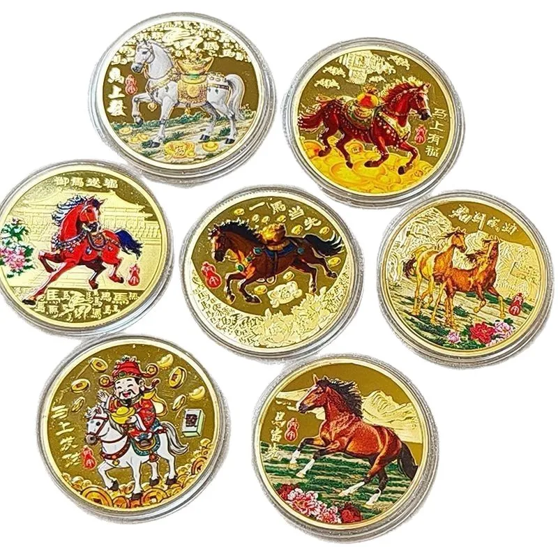 1Pc Metal 2026 Year Of The Horse Medal Zodiac Horse Commemorative Coin 40mm Auspicious Animal Horse 2026 New Year Souvenir