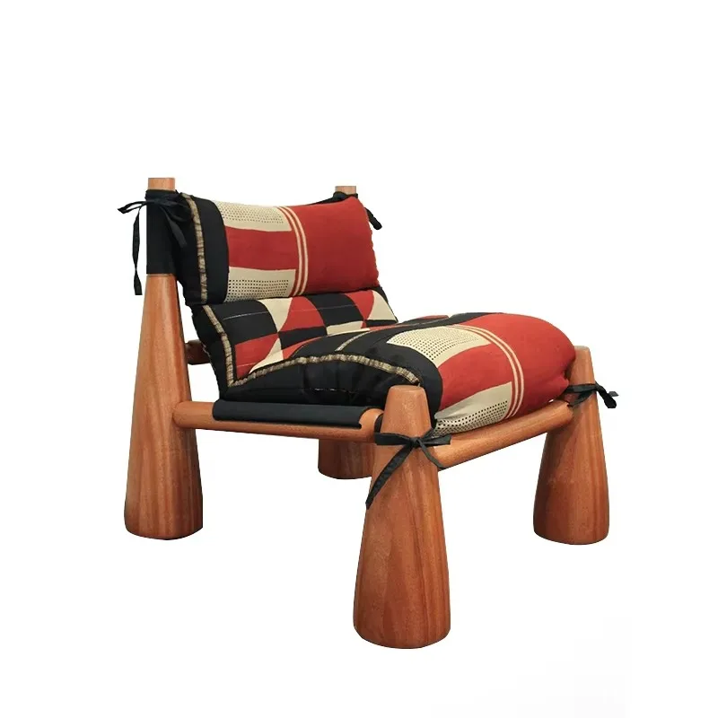 Nordic wooden furniture mid-century gray solid wood single living room balcony lounge sofa chair