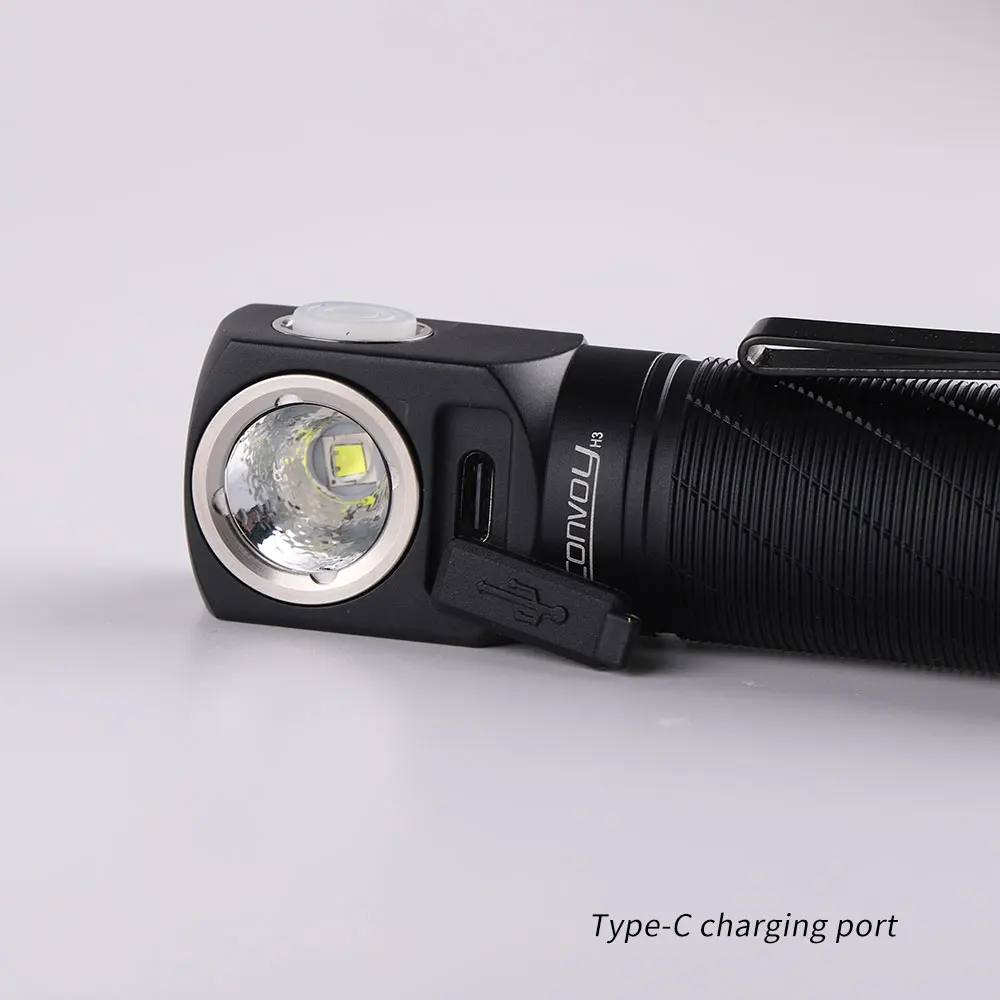 Convoy H3 Flashlight SST40 Linterna Led High Power 2400lm Torch 21700 Flash Light + Headlight Type-C Rechargeable Headlamp