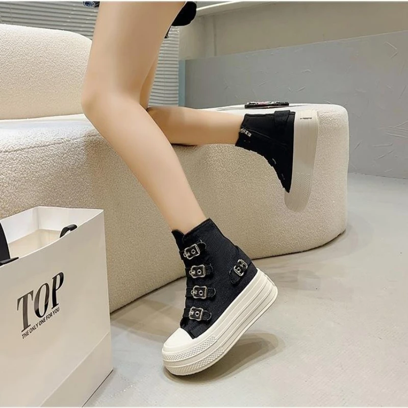 2024 Autumn Punk Style Women Casual Sneakers Platform Wedge Heel Women\'s Shoes Female non-slip Comrfortable Shoes Women Spring