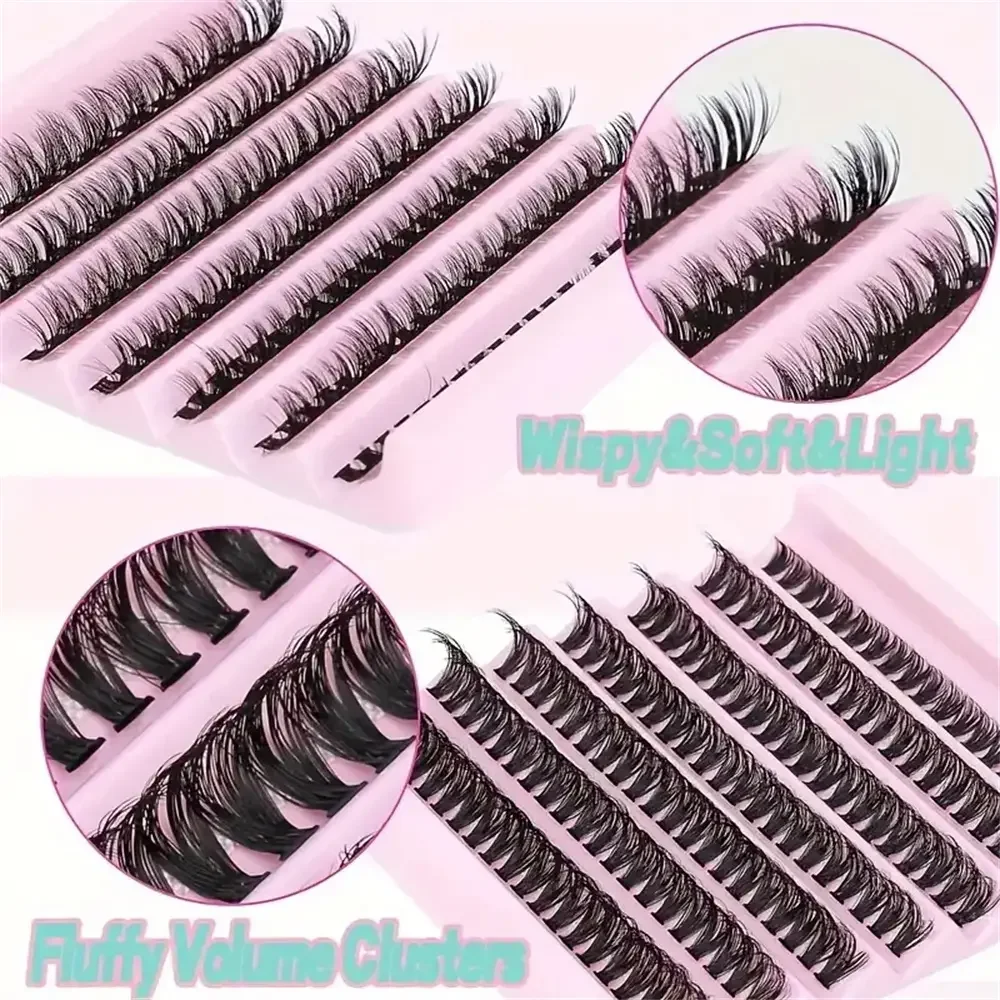 ‌European & American Style Curly Dense False Eyelashes – Individual Cluster, High-Capacity, Thick and Ultra-Soft, Easy DIY Reali
