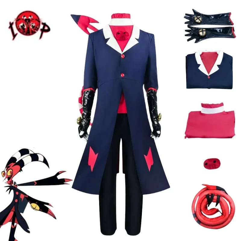 Anime Helluva Boss Blitzo Cosplay Costume Boss Cosplay Party Uniform Suit with Tail Halloween Outfit for Men Women Custom