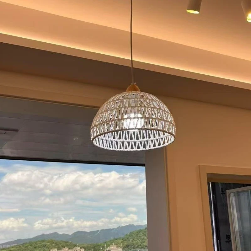 

2026 Подвесной светильник из ротанга в стиле бохо, плетеные люстры из ротанга, плетение ручной вязки, подвесное плетеное украшение для дома, столовой, ГОРЯЧИЕ
