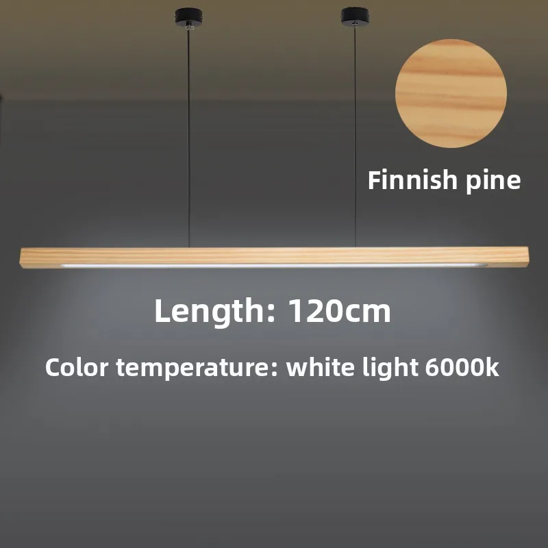 Wooden light strip pendant light luxurious modern simple solid wood bar counter office desk dining table pendant light