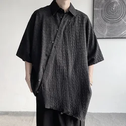 Shirts Men Floral Japanese Style Fashion Loose Pleated Vibe All-match High Street Youthful Cool Designed Vintage surplice
